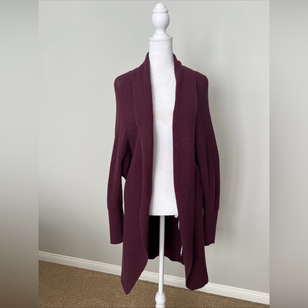 Leith Wine Open Front Dolman Sleeve Knit Cardigan Jacket Size Small